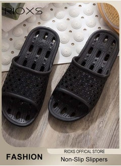 RIOXS Slippers For Men Women,Quick Drying Shower Slippers With Drainage Holes,Soft Comfortable Slippers,Unisex Flat Sliders,Non-Slip Bath Slippers,For Indoor Outdoor Poolside Use  - Image 1