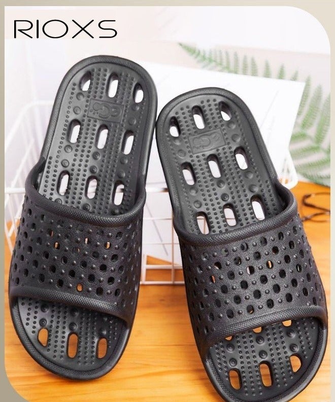 RIOXS Slippers For Men Women, Quick Drying Shower Slippers With Drainage Holes, Soft Comfortable Slippers, Unisex Flat Sliders, Non-Slip Bath Slippers, Bathroom Slippers For Indoor Outdoor Poolside Use, Lightweight Dorm Home Slide Sandals - Image 3