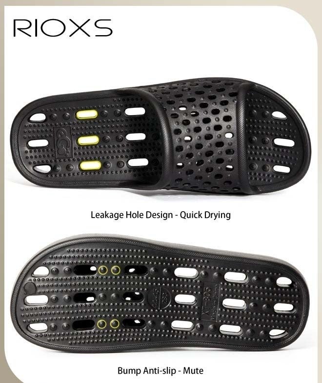RIOXS Slippers For Men Women, Quick Drying Shower Slippers With Drainage Holes, Soft Comfortable Slippers, Unisex Flat Sliders, Non-Slip Bath Slippers, Bathroom Slippers For Indoor Outdoor Poolside Use, Lightweight Dorm Home Slide Sandals - Image 4