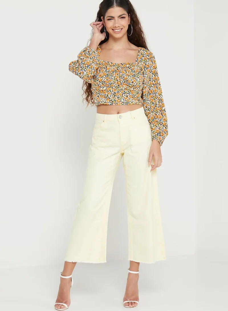 ONLY Tie Detail Printed Crop Top