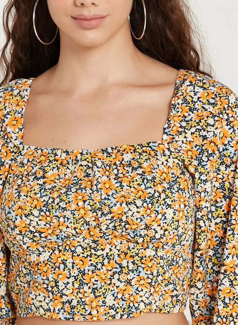 ONLY Tie Detail Printed Crop Top
