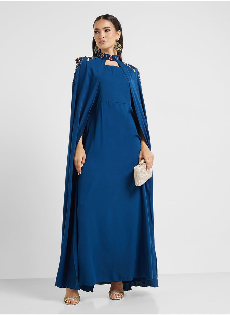 hayas closet Embellished Cape Sleeve Dress  - Image 1
