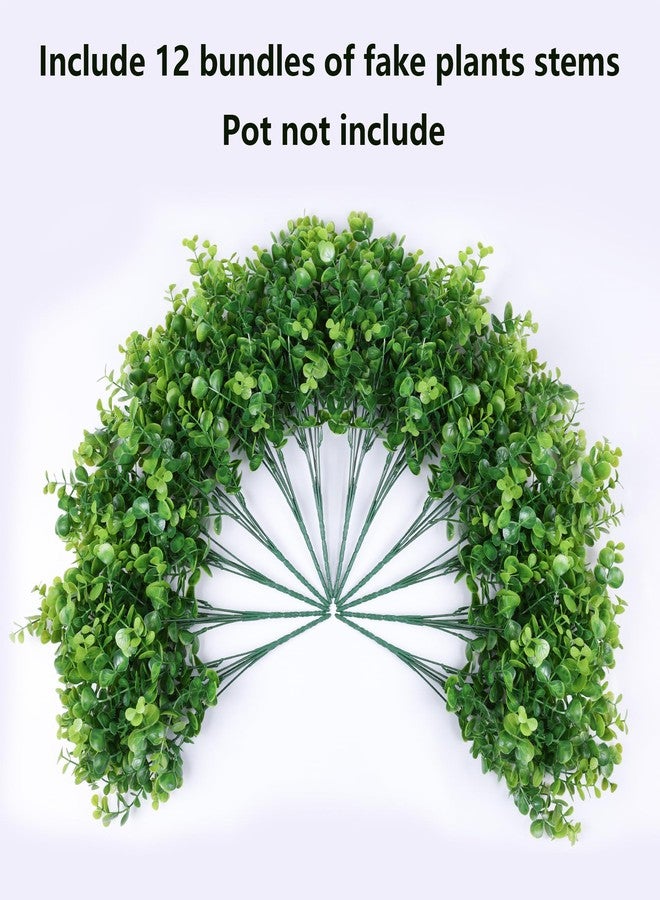 Ivydale Artificial Faux Outdoor Plants for Spring Summer Decoration, 12 Bundles Fake Plastic Eucalyptus UV Resistant Look Real Fake Plants for Planter Outside Front Door Porch Patio Balcony Garden Indoor Yard - Image 5