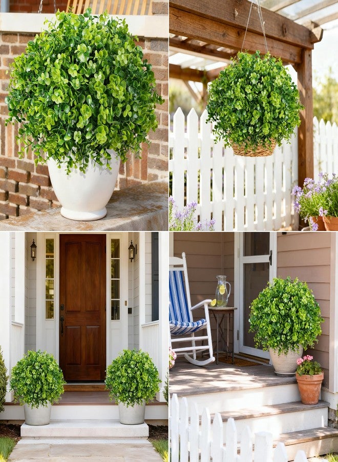 Ivydale Artificial Faux Outdoor Plants for Spring Summer Decoration, 12 Bundles Fake Plastic Eucalyptus UV Resistant Look Real Fake Plants for Planter Outside Front Door Porch Patio Balcony Garden Indoor Yard - Image 3