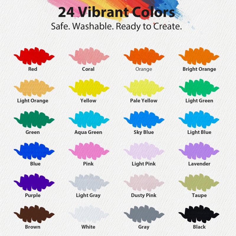 JR.WHITE 24 Colors Acrylic Paint Markersâ€“ Dual Brush & Chisel Tip with Auto Flow, Ideal Christmas Gifts for Family Water-Based Markers, Vivid Opaque Colors for DIY Crafts, Rock, Wood, Canvas, Glass - Image 4