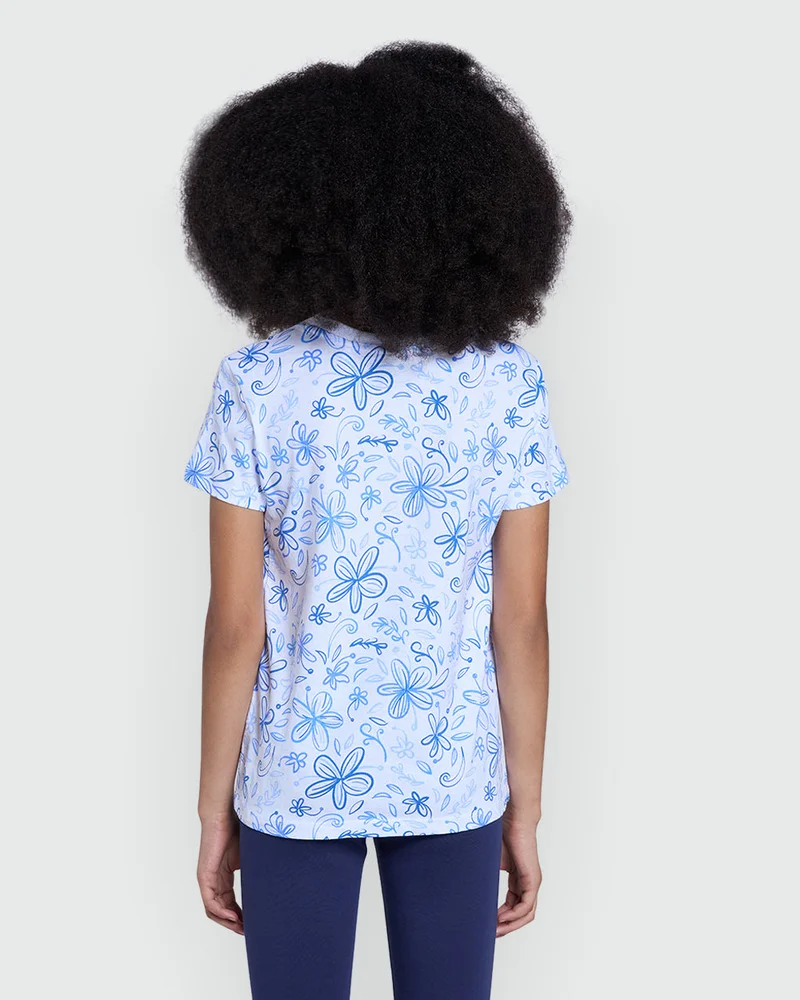 Ovs Girls’ Printed Aop Tee In Lucent White