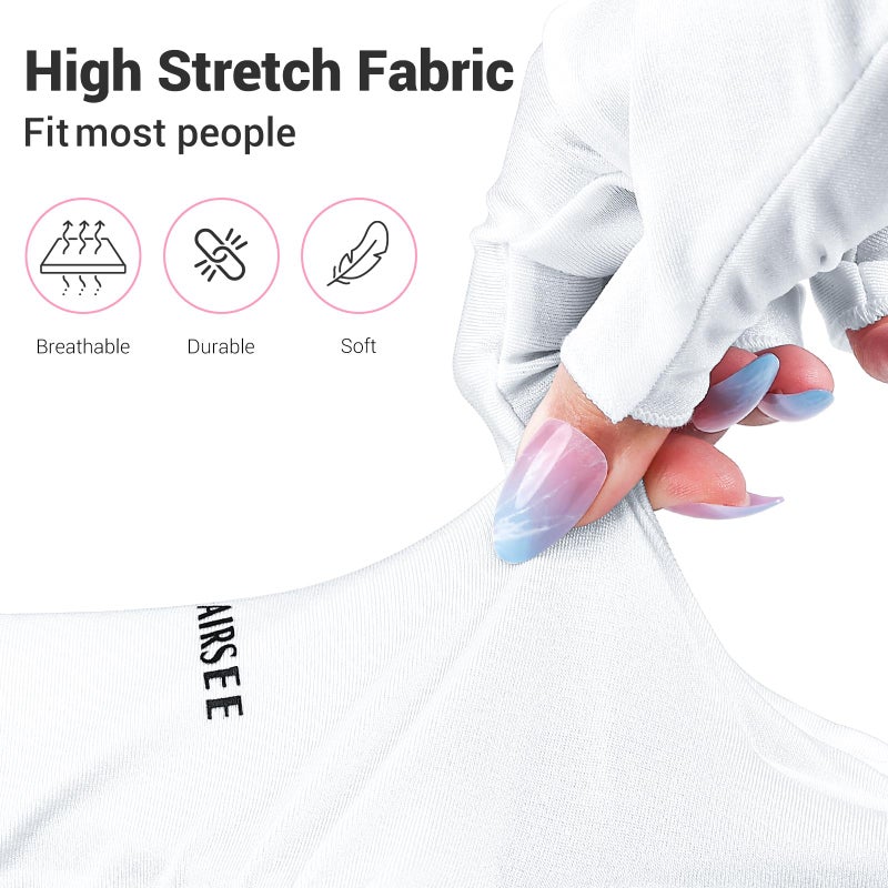 AIRSEE AIRSEE UV Gloves for Nail Lamp,Professional UPF50+ UV Protection Gloves for Manicures Nail Art,Fingerless Gloves That Shield Skin from The Sun and Nail Lamp (White)  - Image 4