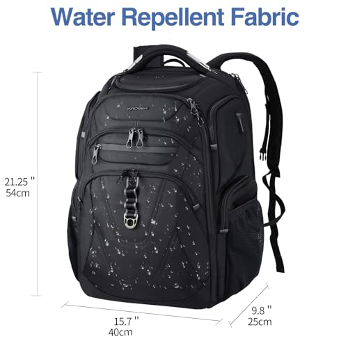 KROSER TSA Friendly Travel Laptop Backpack 18.4 inch XXXL Gaming Backpack Water-Repellent College Daypack Business Backpack with RFID Pockets & USB Port for Men/Women-Black - Image 2