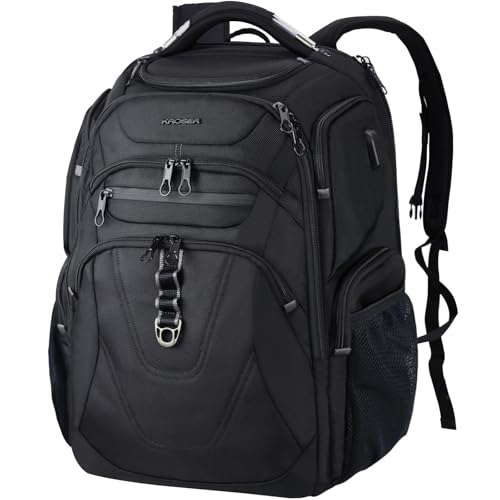 KROSER TSA Friendly Travel Laptop Backpack 18.4 inch XXXL Gaming Backpack Water-Repellent College Daypack Business Backpack with RFID Pockets & USB Port for Men/Women-Black - Image 1