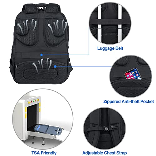 KROSER TSA Friendly Travel Laptop Backpack 18.4 inch XXXL Gaming Backpack Water-Repellent College Daypack Business Backpack with RFID Pockets & USB Port for Men/Women-Black - Image 5