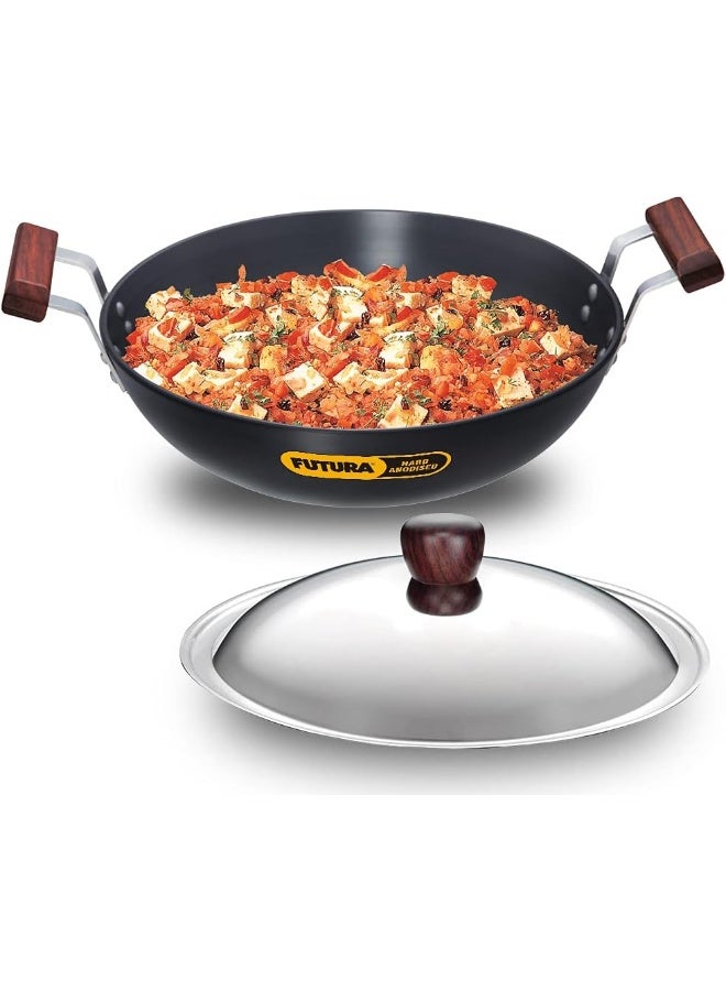 Hawkins مقلاة عميقة ذات قاع دائري مصنوعة من الألمنيوم المؤكسد الصلب مع غطاء فولاذي أسود 4 لترات - Image 1