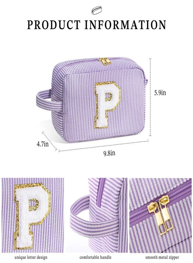 YOOLIFE Birthday Gifts for 4 5 6 7 8 9 10 11 12 13 14 15 16 Year Old Girl Gifts, Purple Gifts for Women Teen Girls Kids Her Daughter, Monogram Initial Girls Makeup Bag, Letter E - Image 5