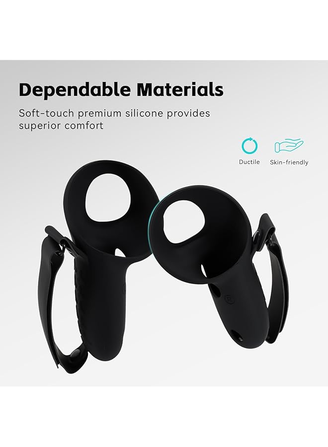 Controller Grips Cover Compatible With Meta Quest 3 Accessories Anti Throw Silicone Grips Cover Protector With Knuckle Straps Non Slip Thumbstick Covers - Image 2