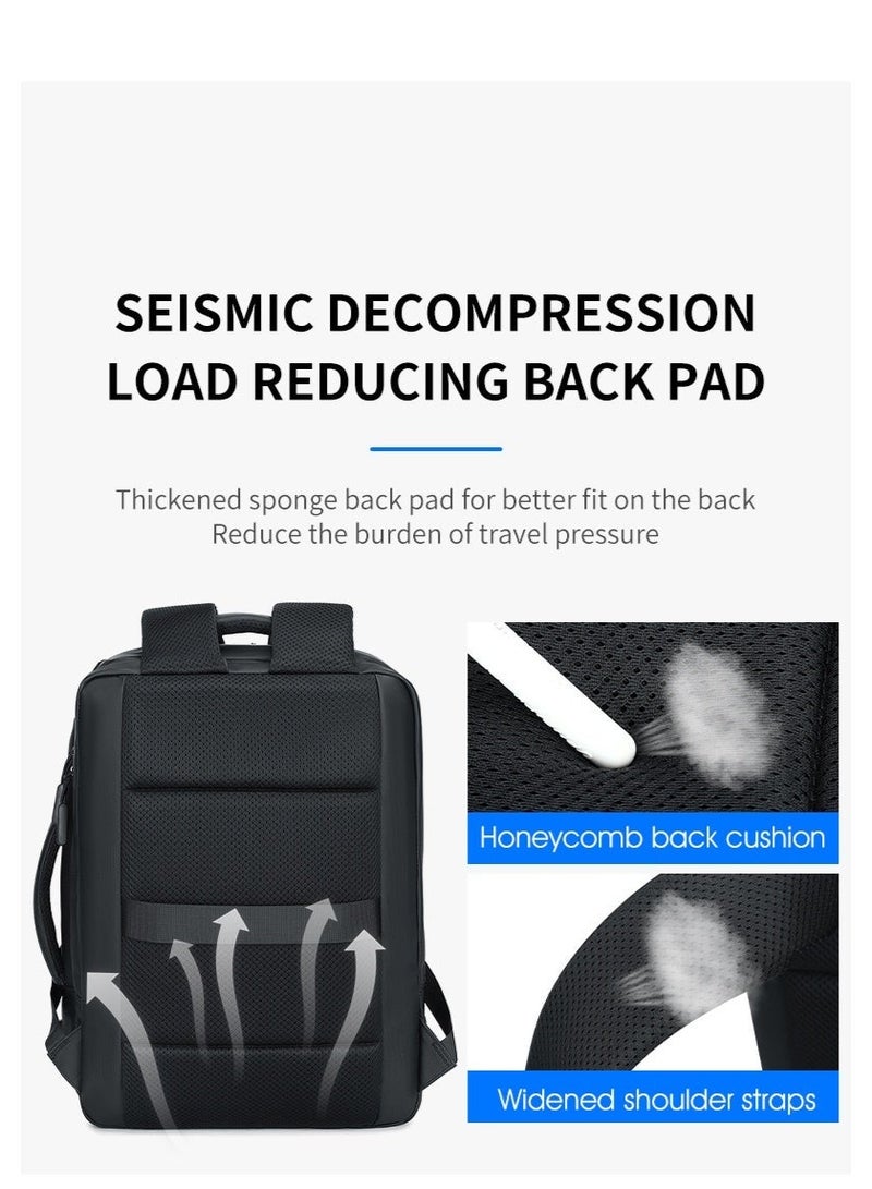 RAHALA RAL815 RAHALA Business and Travel Backpack, Waterproof and Anti-Theft, with USB Charging Port and 15.6-inch Laptop Compartment - BLUE - Image 4