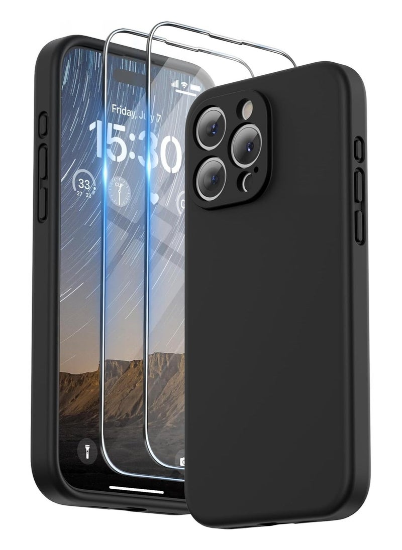 Raxoom Design for iPhone 15 Pro Max Case, Liquid Silicone [2 x Screen Protectors & 1 x Lanyard] Protection for Each Lens Shockproof Cover for iPhone 15 Pro Max 6.7 inch 2023, Black - Image 1