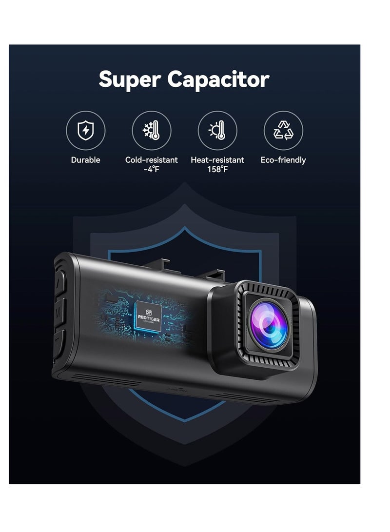REDTIGER 4K Dash Cam Front Rear, STARVIS 2 Sensor, Free Card Included, 5.8GHz WiFi-20MB/s Fast Download, Dash Camera for Cars with GPS, WDR Night Vision, 170Â°Wide Angle, 24H Parking Mode(F7NP) - Image 3