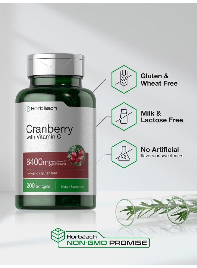 Horbäach Cranberry Pills for Women and Men | 8400mg | 200 Softgels | Extract Supplement with Vitamin C | Non-GMO, Gluten Free - Image 5