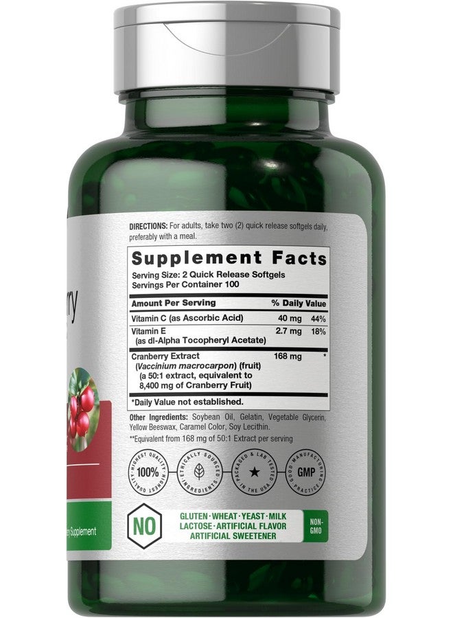 Horbäach Cranberry Pills for Women and Men | 8400mg | 200 Softgels | Extract Supplement with Vitamin C | Non-GMO, Gluten Free - Image 2