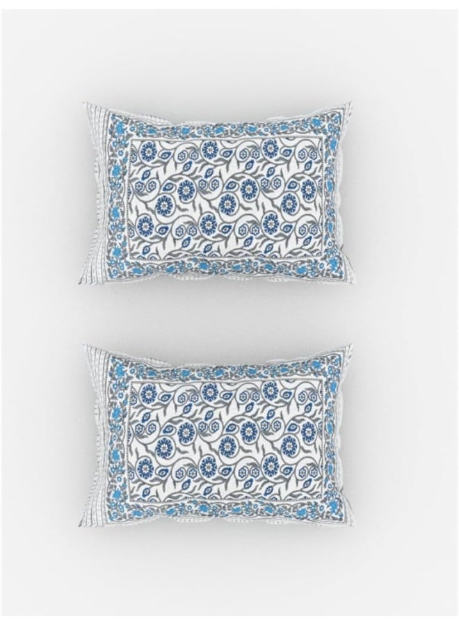 Urban Magic Urban Magic 104TC Cotton DarkBlue Printed King Double Bedsheet (1 Bedsheet, 2 Pillow Covers)  - Image 3