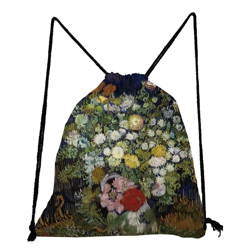 Oil Painting Printing Storage Bag Multi-Functional Campus Student Shoulder Bag Outdoor Travel Bundle Pocket - Image 1