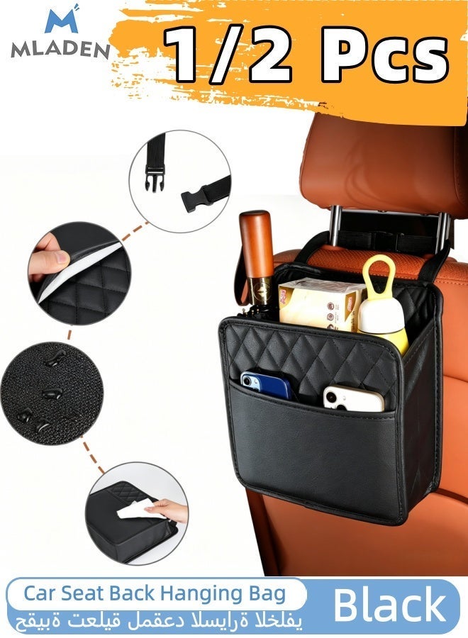 MLADEN Car Backseat Organizer, Hanging Seat Back Storage Bag with Trash Can, Multi-Functional Leather Car Pocket for Truck, Minivan, SUV, RV – Road Trip Must-Have（2 Pcs） - Image 1