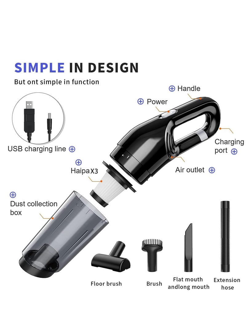 Yoawllty Cordless Vacuum Cleaner with 3 Filters and 3 ​Different Nozzle, Handheld Vacuum Cleaner 120W, Wet and Dry, Suitable for Home, Car, Office  - Image 2