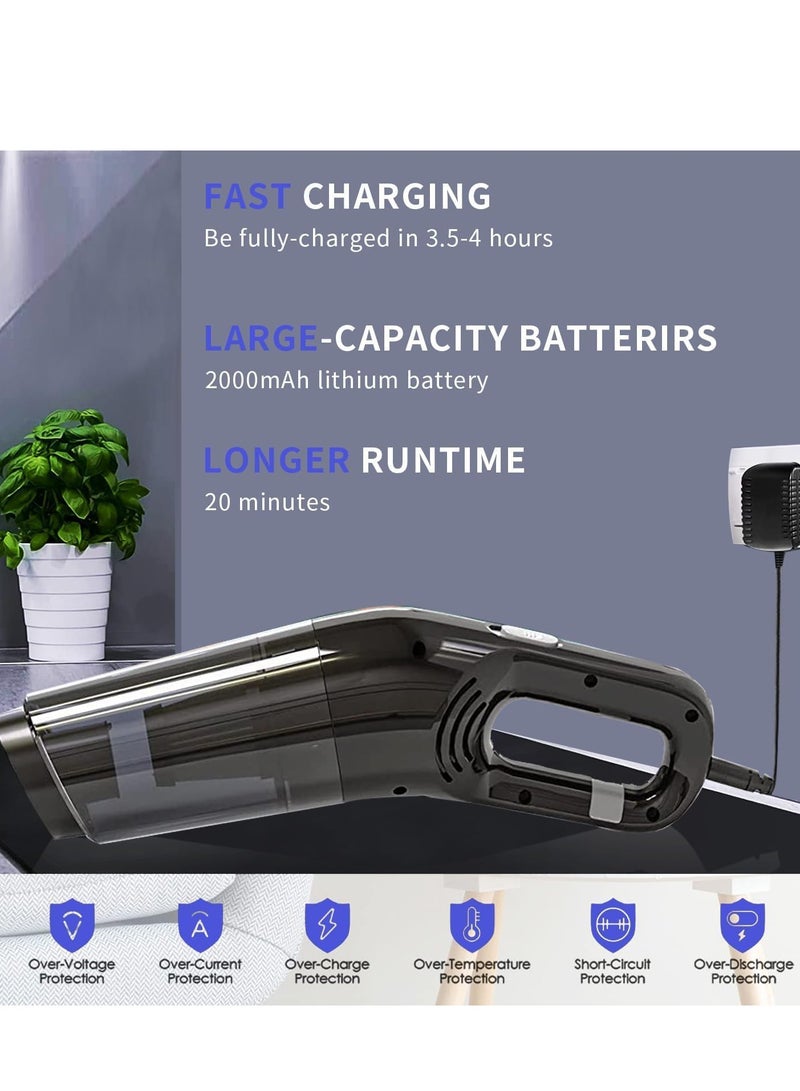 Yoawllty Cordless Vacuum Cleaner with 3 Filters and 3 ​Different Nozzle, Handheld Vacuum Cleaner 120W, Wet and Dry, Suitable for Home, Car, Office  - Image 3