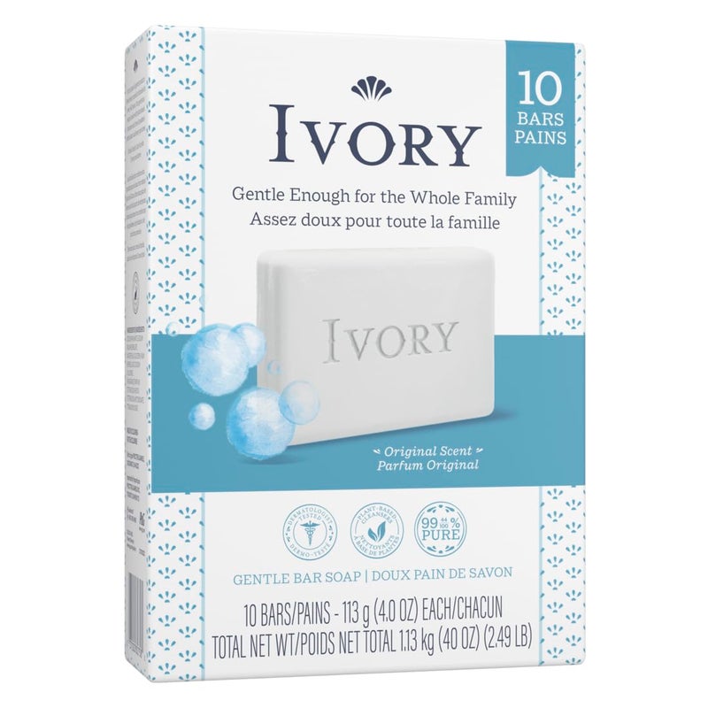 Ivory Clean Original Bar Soap, 4 Ounce, 10 Count (Pack of 2) Total 20 Bars - Image 2