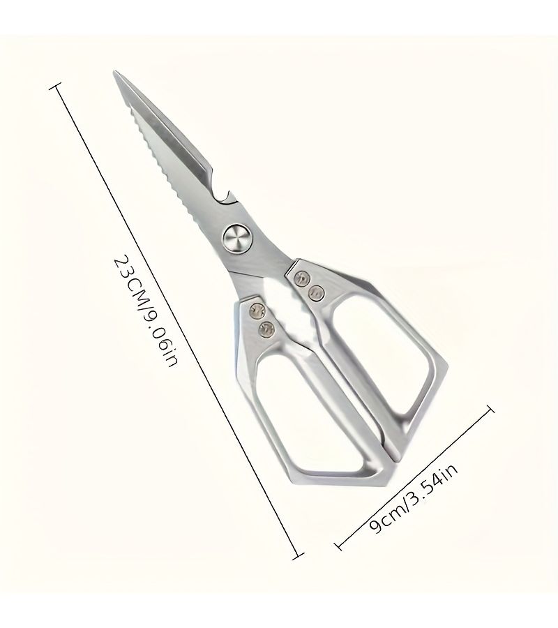 Silver Stainless Steel Kitchen Scissors For Cutting Meat Poultry Fish And Bones With Ergonomic Handle Home Restaurant Slaughterhouse Use - Image 3