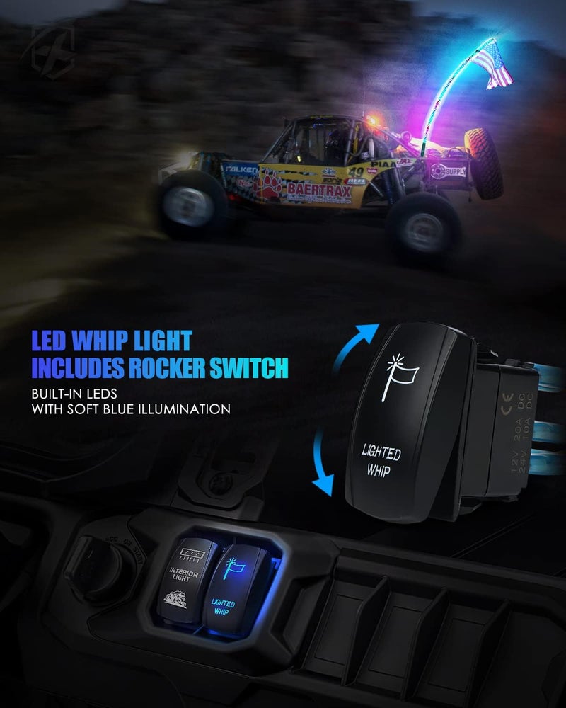 Xprite 4FT Spiral RGB LED Whip Lights with Remote Control for UTV ATV Trucks - Image 2