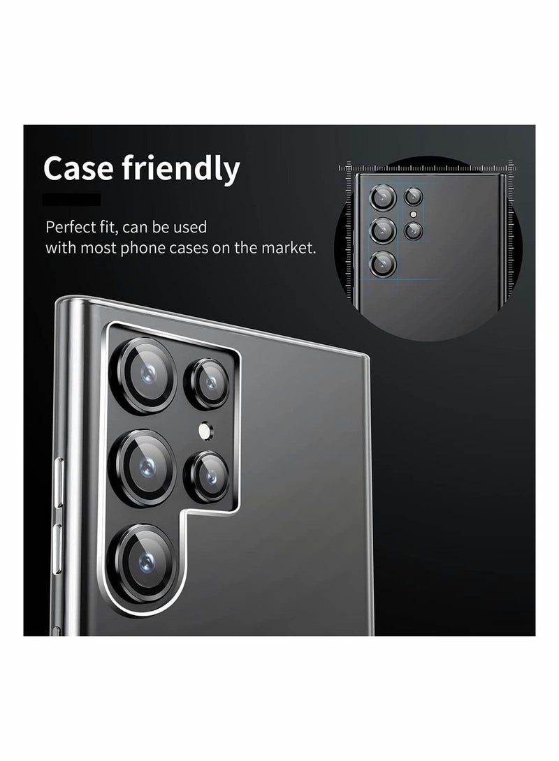 SYOSI 5PCS for Galaxy S22 Ultra 5G Camera Lens Protector Tempered Glass Cover Screen Scratch Resistant Ultrathin Metal Individual Ring Black  - Image 3