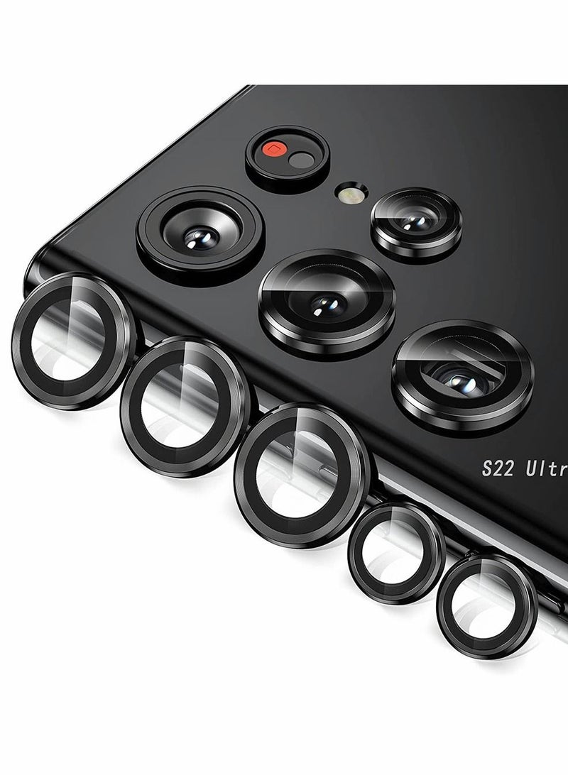 SYOSI 5PCS for Galaxy S22 Ultra 5G Camera Lens Protector Tempered Glass Cover Screen Scratch Resistant Ultrathin Metal Individual Ring Black  - Image 1