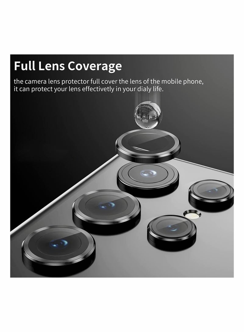 SYOSI 5PCS for Galaxy S22 Ultra 5G Camera Lens Protector Tempered Glass Cover Screen Scratch Resistant Ultrathin Metal Individual Ring Black  - Image 2