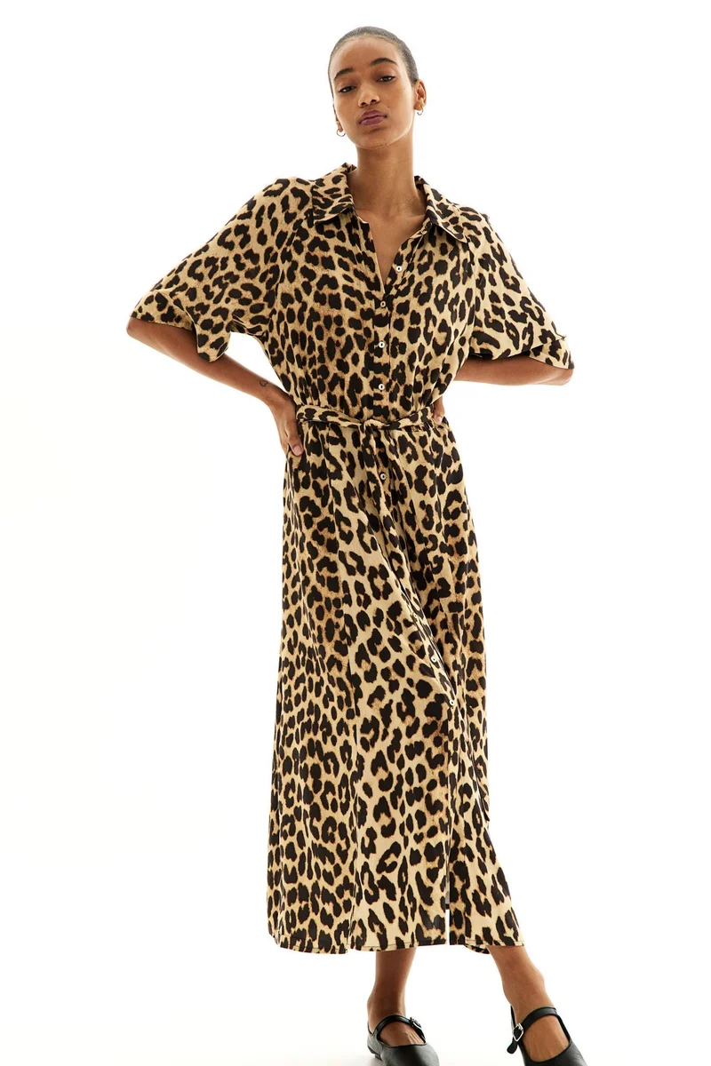 اتش اند ام Tie-belt shirt dress