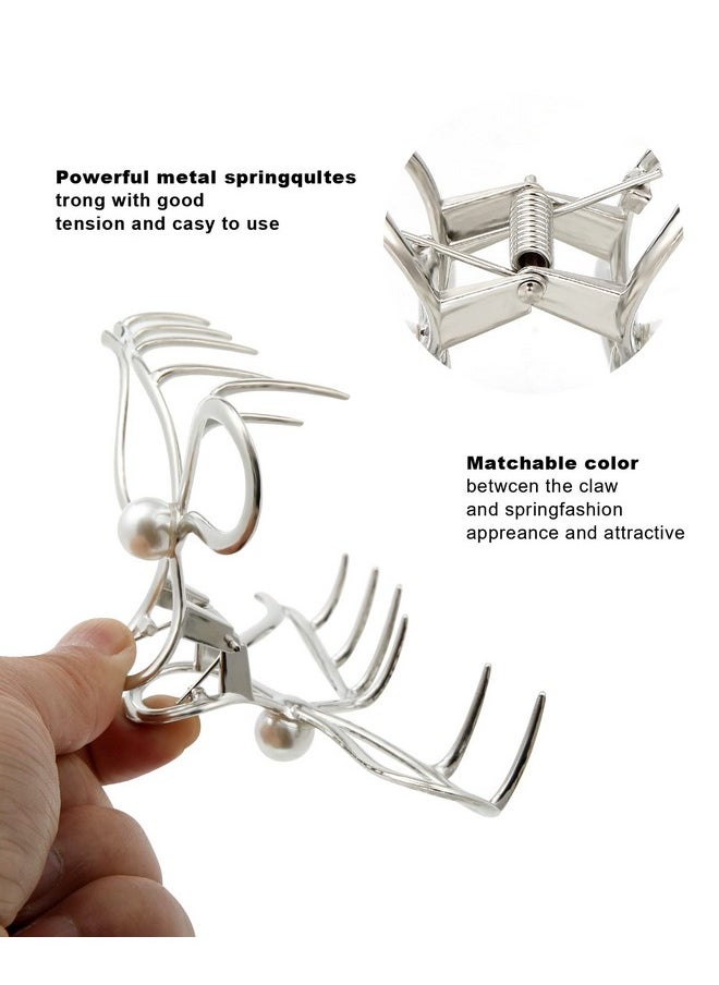HAIMEIKANG Aimeikang 4 Pcs Metal Hair Claw Clips For Women Irregular Large Hair Clips For Thick Hair Thin Hair Nonslip Hair Styling Accessories For Women Girls （Silver Hair Clips）  - Image 4