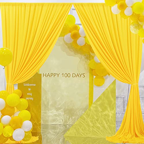 Boltove® Yellow Wrinkle Free Decoration Backdrop Curtain Drapes Yellow Backdrop Panels Background for Photography Wedding Parties Birthday Anniversary Function | Set of 2 | - Image 4
