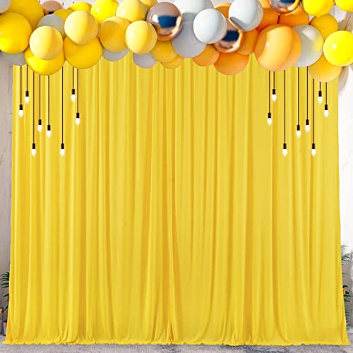 Boltove® Yellow Wrinkle Free Decoration Backdrop Curtain Drapes Yellow Backdrop Panels Background for Photography Wedding Parties Birthday Anniversary Function | Set of 2 | - Image 2