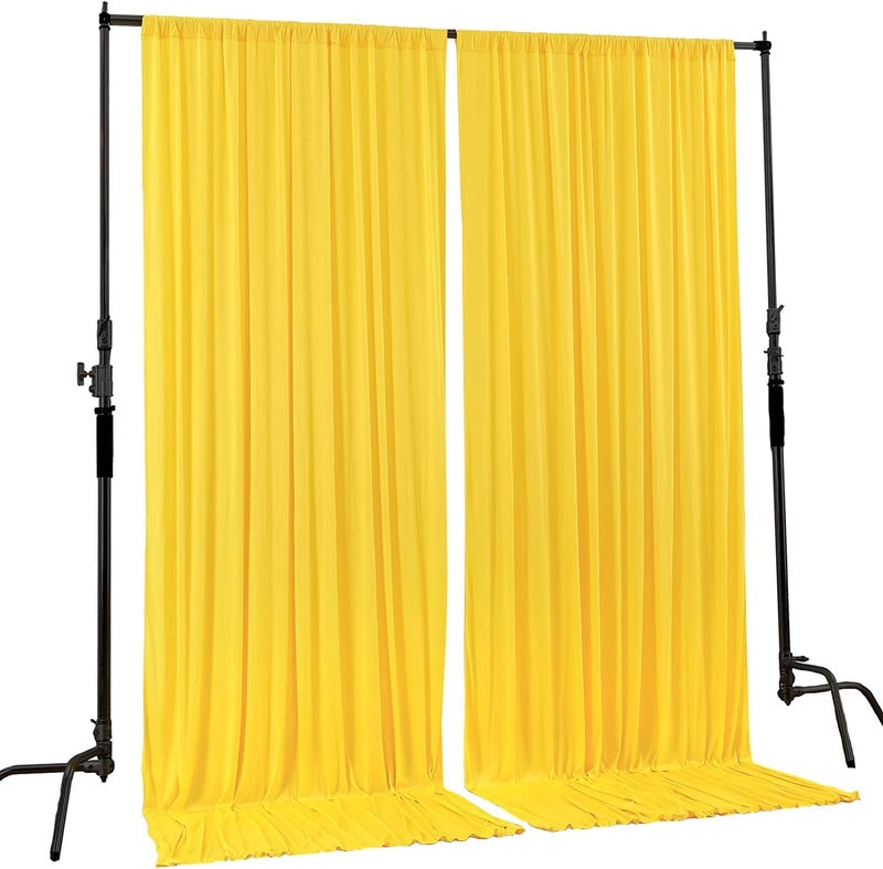 Boltove® Yellow Wrinkle Free Decoration Backdrop Curtain Drapes Yellow Backdrop Panels Background for Photography Wedding Parties Birthday Anniversary Function | Set of 2 | - Image 1
