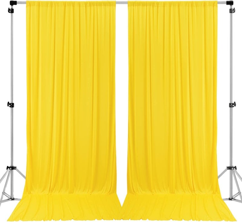 Boltove® Yellow Wrinkle Free Decoration Backdrop Curtain Drapes Yellow Backdrop Panels Background for Photography Wedding Parties Birthday Anniversary Function | Set of 2 | - Image 5