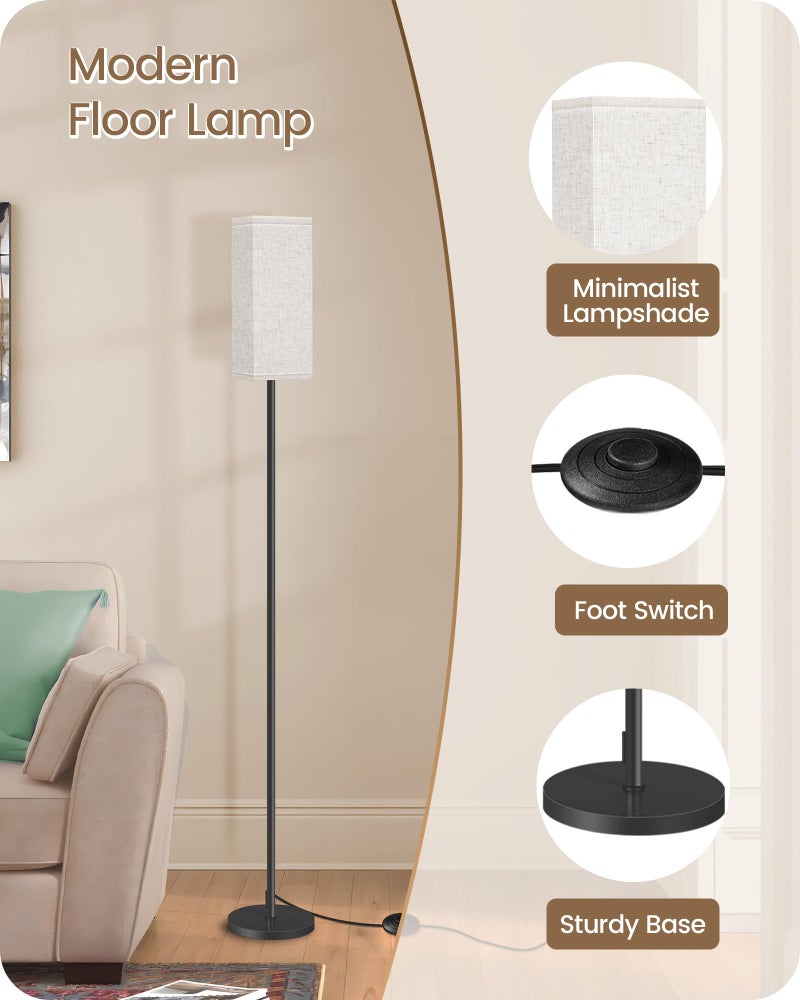 GOEBLESON Set of 2 Floor Lamps for Living Room, Modern Tall Standing Lamps with Foot Switches, Bulb Not Included, 64.6'', for Living Room, Bedroom, Kids Room, ETL Listed, Beige and Black E07LDP205W1 - Image 5