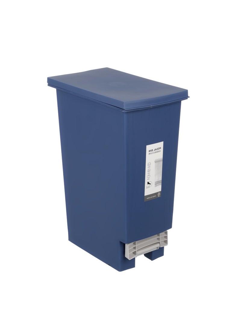 Trash Bin with Pedal, 20Litre, Modern Rectangular Design, Plastic - Blue - Image 1