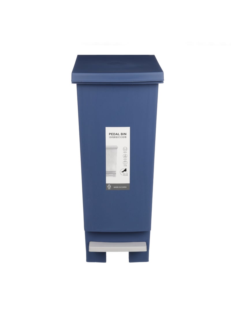 Trash Bin with Pedal, 20Litre, Modern Rectangular Design, Plastic - Blue - Image 3