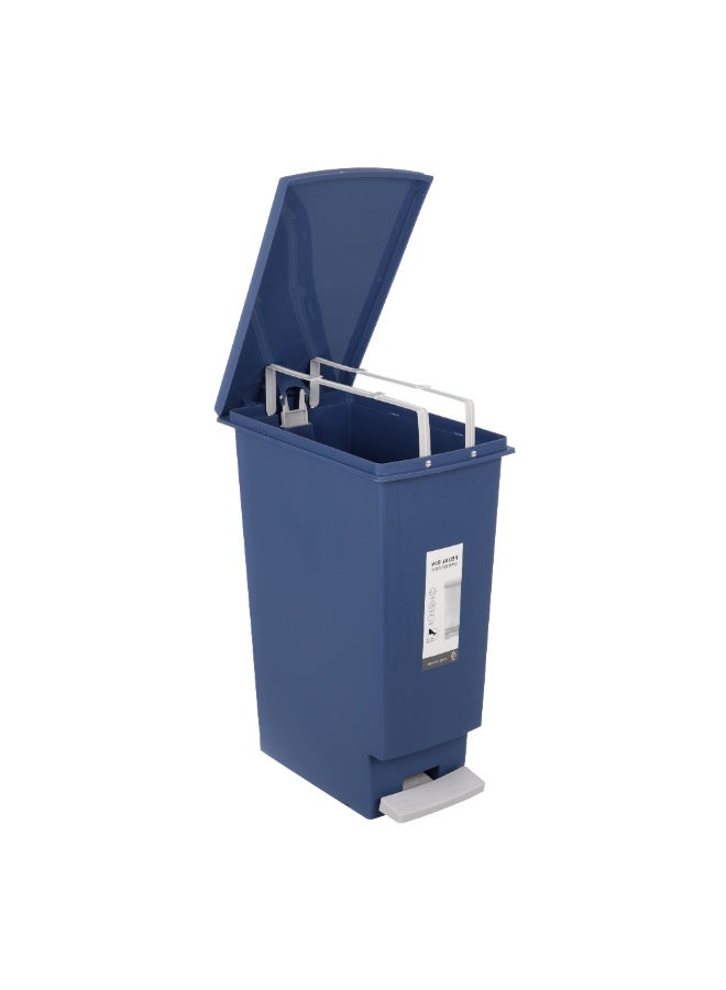 Trash Bin with Pedal, 20Litre, Modern Rectangular Design, Plastic - Blue - Image 2