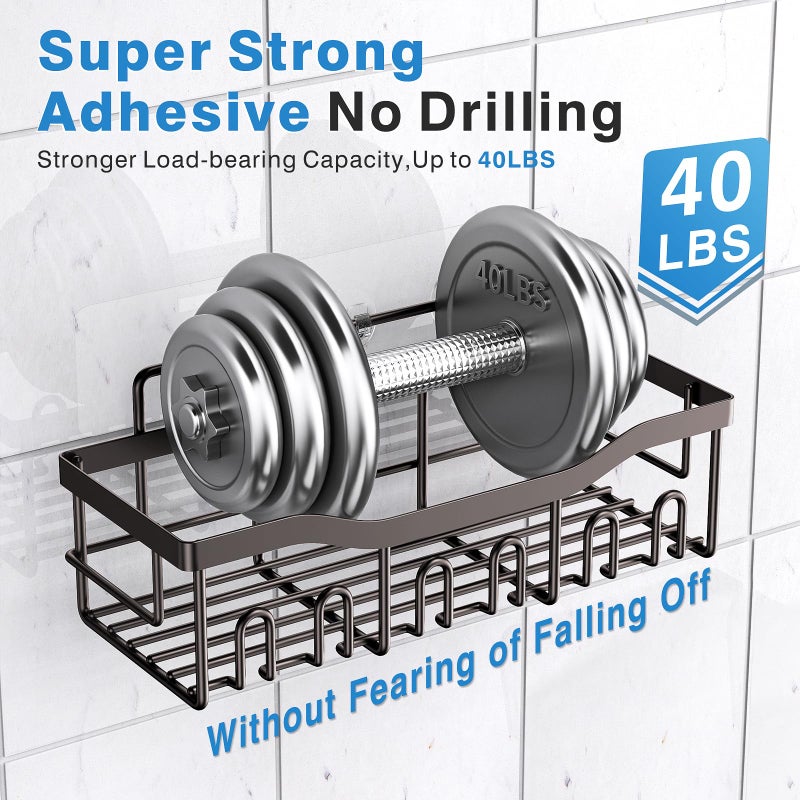 EUDELE 5-Pack Rustproof Stainless Steel Shower Caddy â€“ No Drill Adhesive Bathroom Organizer with Large Capacity, Spacious Shower Shelves for Inside Shower, Kitchen & Home Decor Storage-XL Size - Image 4
