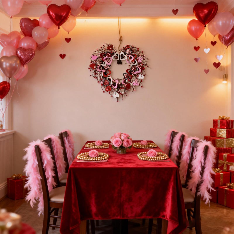 Egolot Valentineâ€™s Day Heart Shaped Wreath for Front Door, 20 Inch Pink Red Glitter Heart Wreath with Berries for Indoor Outdoor, Valentine Wreaths for Wedding Doors, Windows, Walls - Image 4