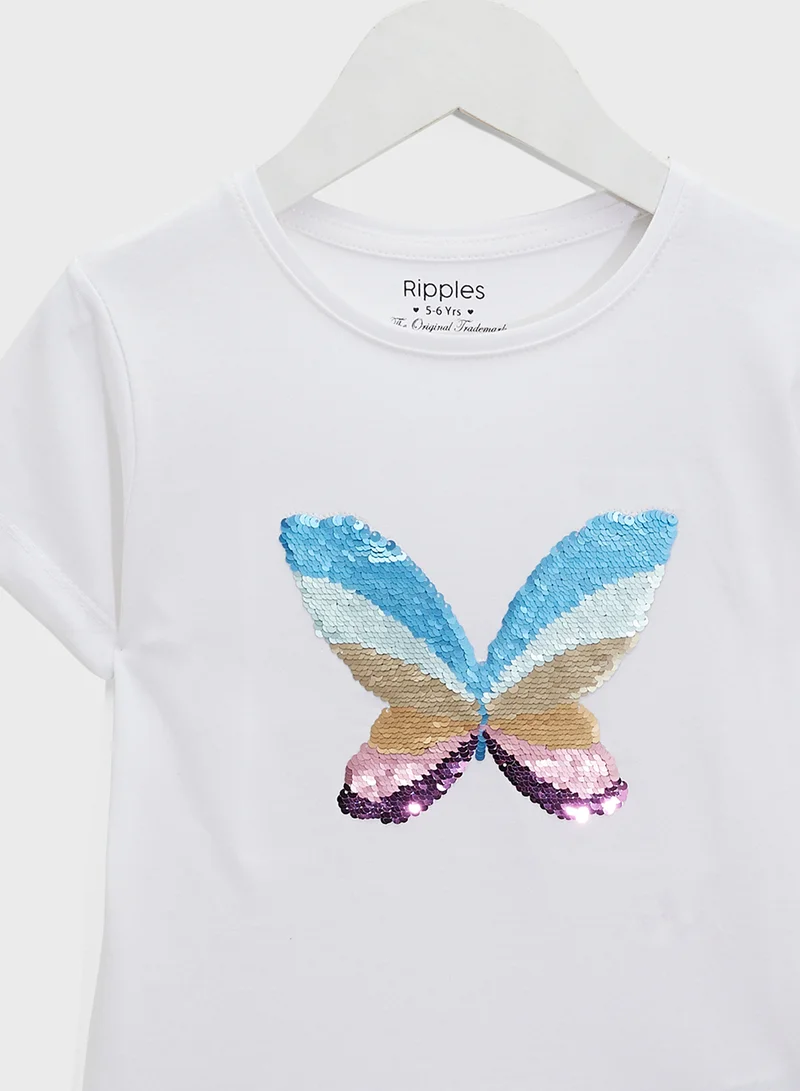 Ripples Girls Half Sleeves T-shirt