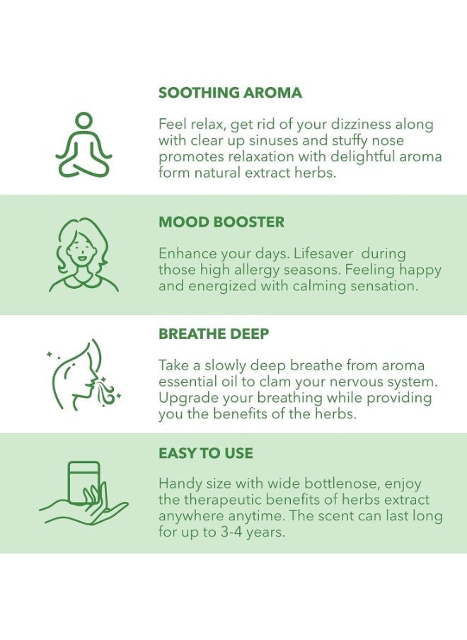 Thai Mint Nasal Decongestant Bottle,Natural Herbal Medicine, Refreshing, Anti-Drowsy and Improves Concentration 10g - Image 3