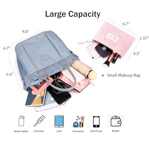 RUNSOON Small Tote Bag Cute Nylon Crossbody Bag Satchel Handbags Top-handle Purse With Multi Pockets Zipper Compartment for Women, Army Green - Image 5