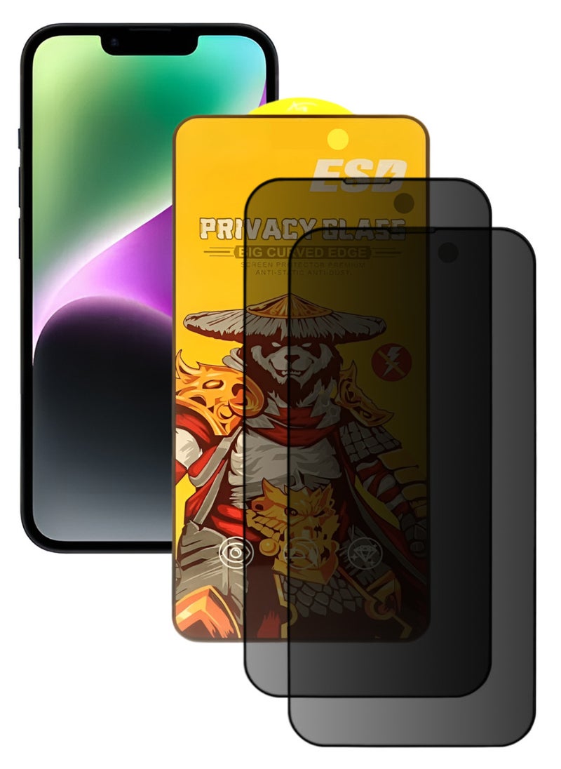 ESD 2 Pieces Tempered Dustproof Privacy Glass Screen Protector Compatible For iPhone 14 - Image 1