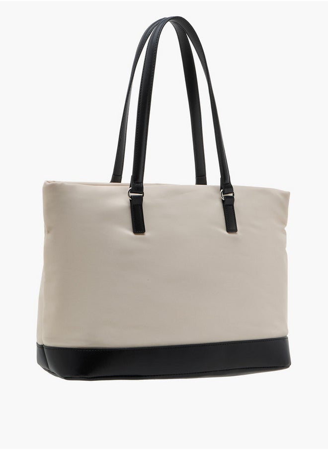 Lee Cooper Women's Logo Print Tote Bag with Double Handles and Zip Closure  - Image 3